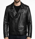 Men’s All Black Zipper Biker Leather Jacket.