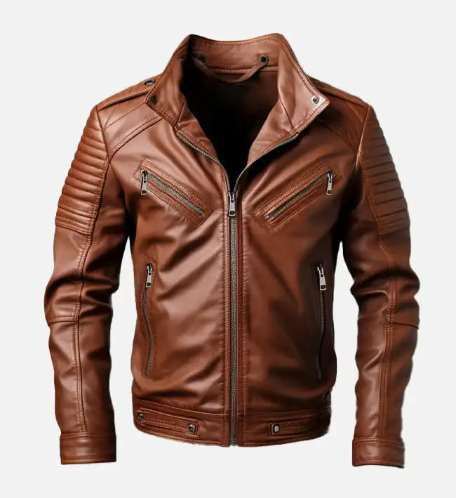 Men’s Brown Vintage Biker Leather Jacket.