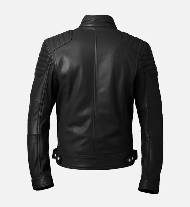 Men’s Black Café Racer Biker Leather Jacket.
