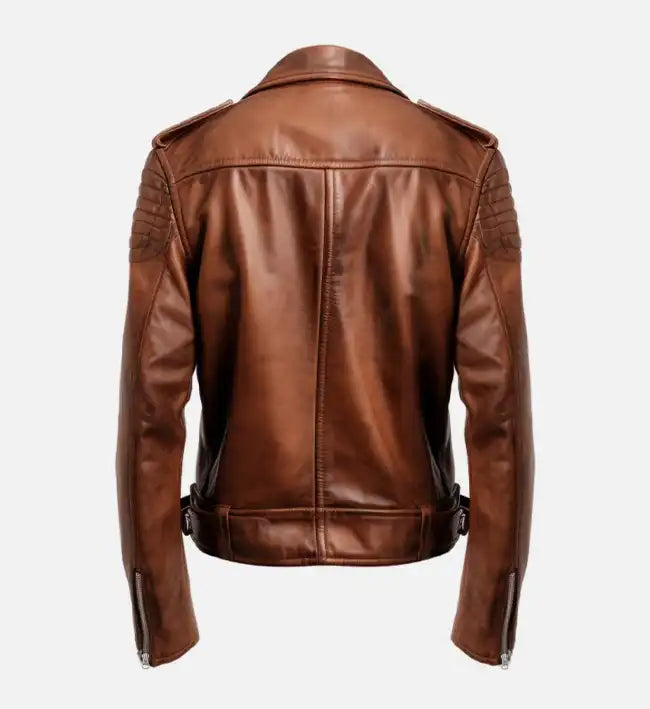 Men’s Brown Real Leather Biker Jacket.