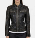 Women’s Vintage Biker Black Leather Jacket.