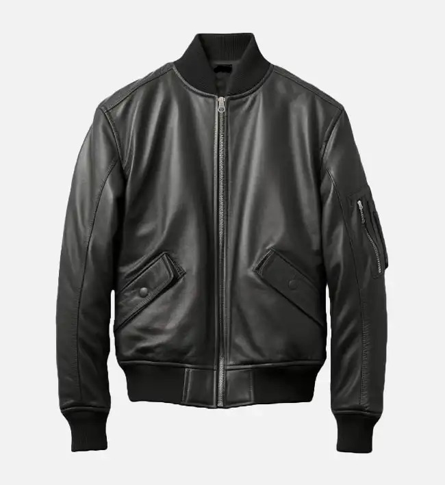 Black Bomber Leather Jacket for Men – Classic Cool with Modern Comfort