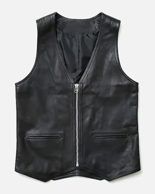 Men’s Asphalt Ace Leather Vest – Bold Streetwear with Classic Edge