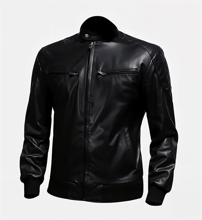 Men’s Black Biker Bomber Leather Jacket – Rugged Style, Premium Comfort