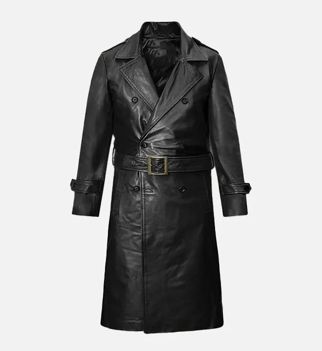 Men’s Black Leather Long Coat – Classic Elegance Meets Modern Craftsmanship