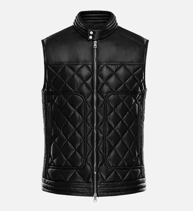 Men’s Black Stallion Leather Biker Vest – Power, Precision & Performance