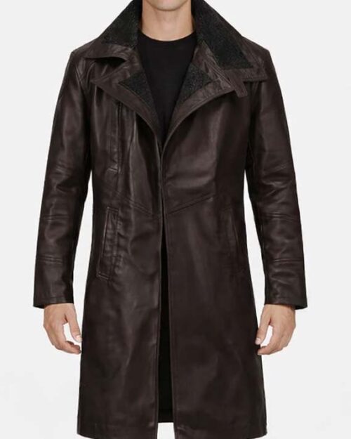 Men’s Dark Brown Leather Long Coat
