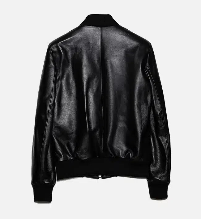 Men’s Black Leather Jumper Jacket - Image 3