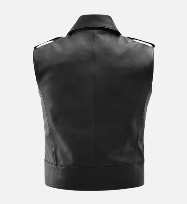 Men’s Thunderbolt Leather Biker Vest - Image 2