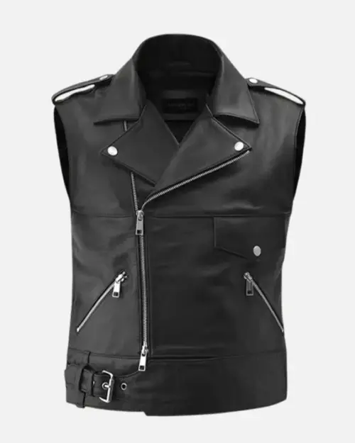 Men’s Thunderbolt Leather Biker Vest