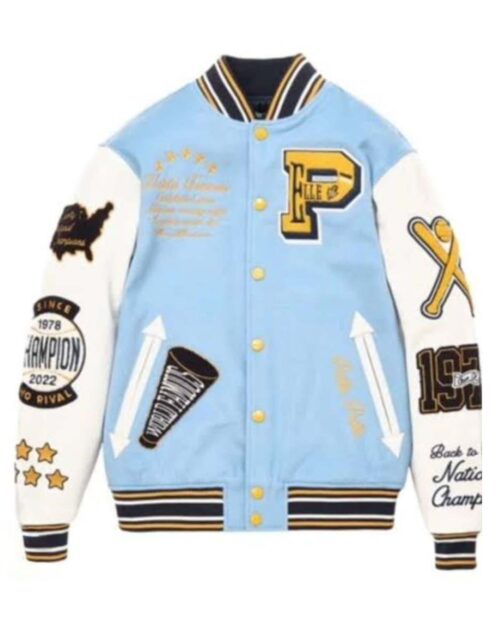 Pelle Pelle Light Blue Leather Varsity Jacket