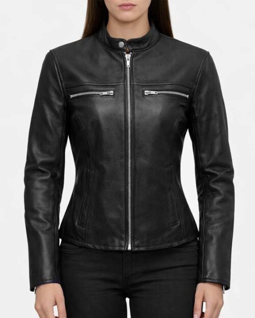 Women’s Black Biker Leather Jacket