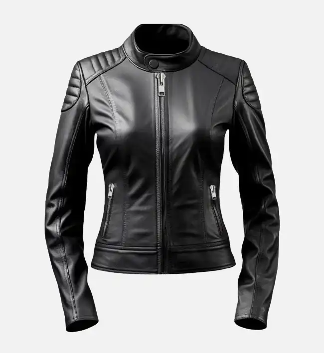 Women’s Black Café Racer Leather Jacket – Sleek & Modern Motorcycle Style