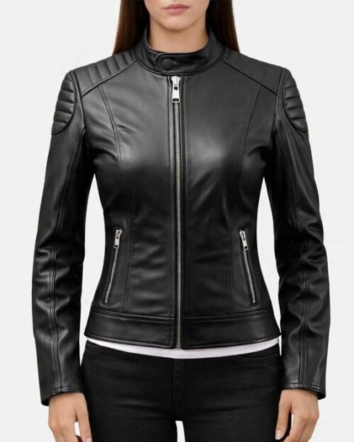 Women’s Black Café Racer Leather Jacket