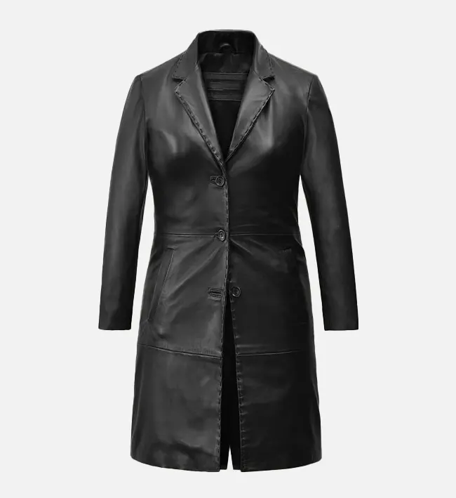 Women’s Black Leather Long Coat – Timeless Style Meets Modern Edge