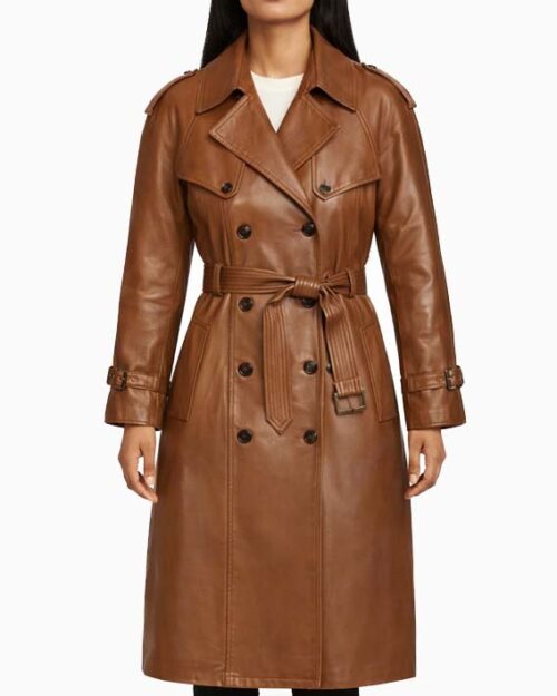 Women’s Brown Leather Long Coat