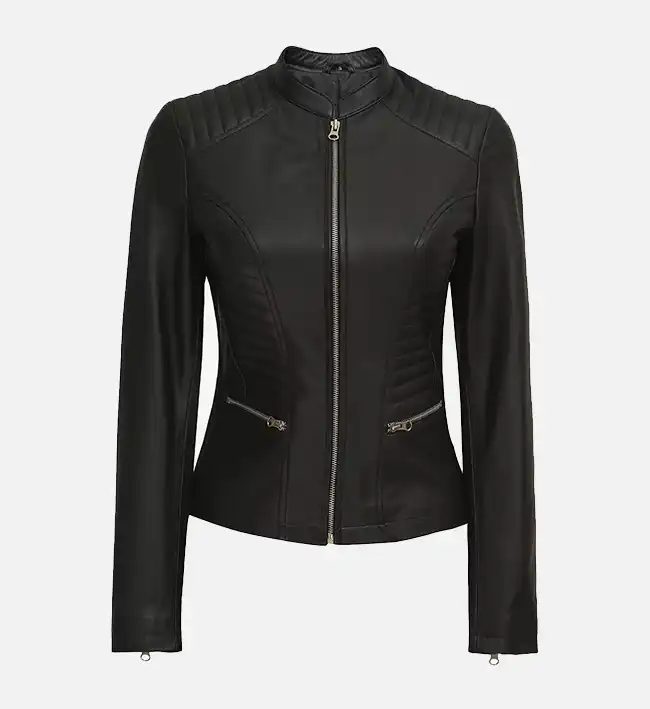 Women’s Café Racer Black Leather Jacket – Classic Fit with Modern Attitude