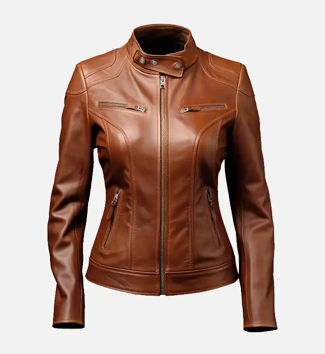 Women’s Cafe Racer Brown Leather Jacket – Vintage Charm, Modern Edge