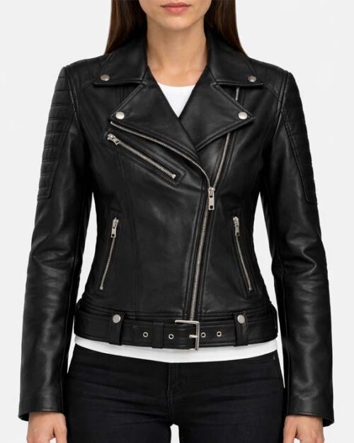 Women’s Double Stitch Leather Biker Jacket