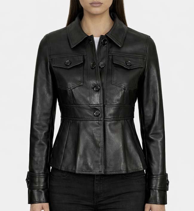 Women’s Motorcycle Style Black Trucker Jacket