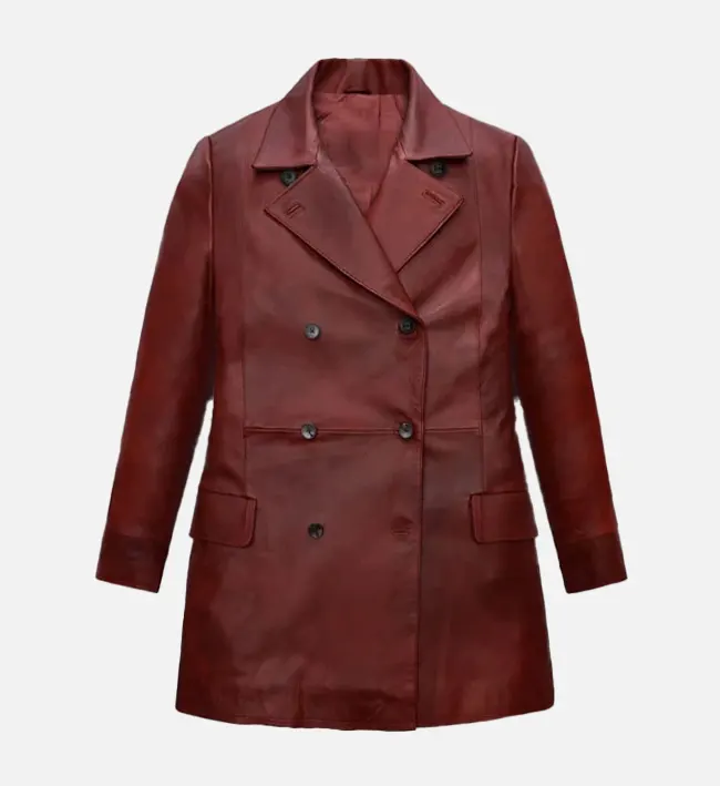 Women’s Red Leather Trench Coat – Fierce, Fashionable & Timeless