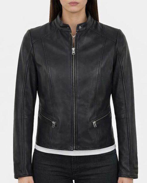 Women’s Simple Moto Black Leather Jacket