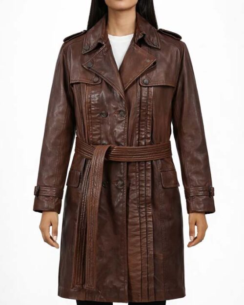Women’s Spanish Brown Leather Long Coat