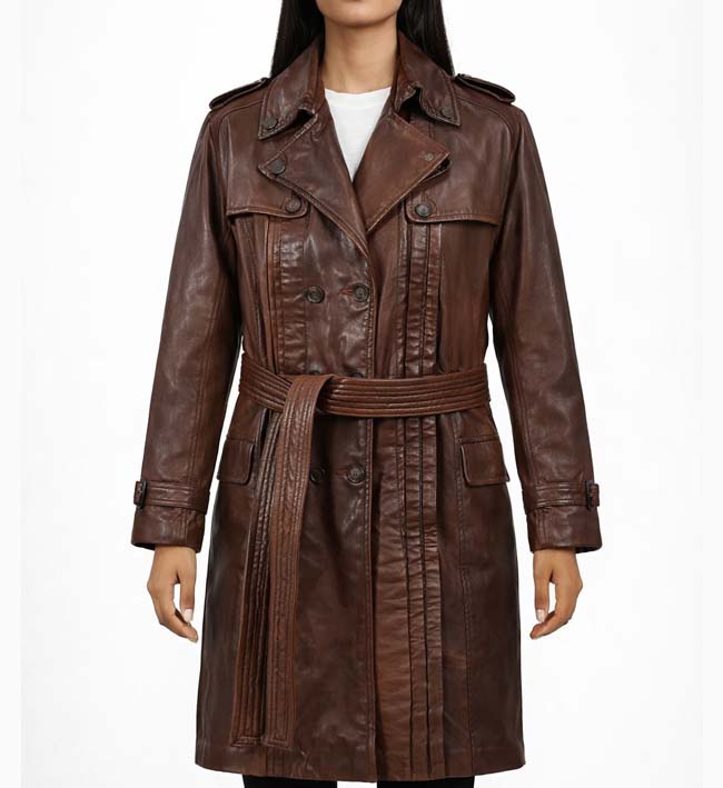 Women’s Spanish Brown Leather Long Coat