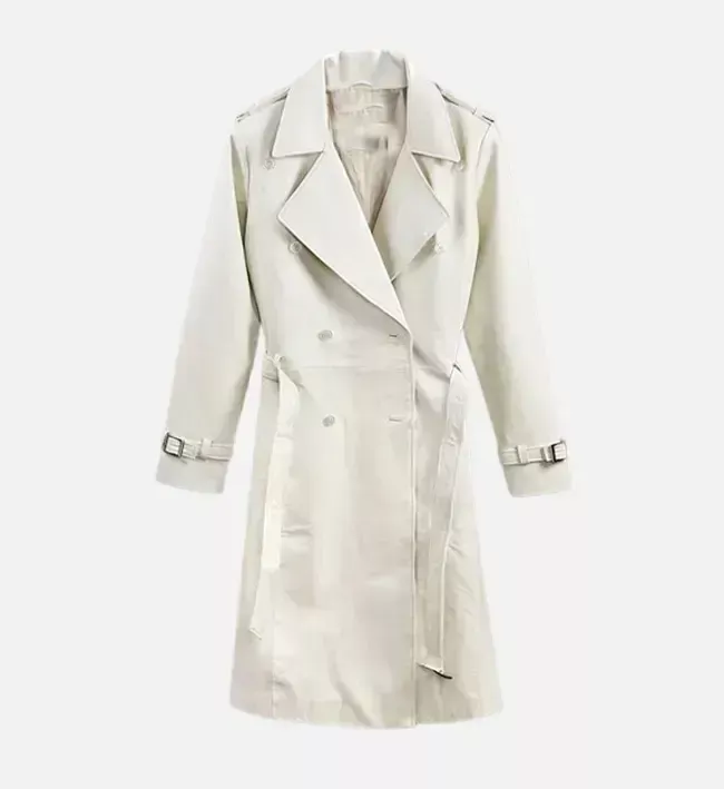 Women’s White Leather Coat - Image 2