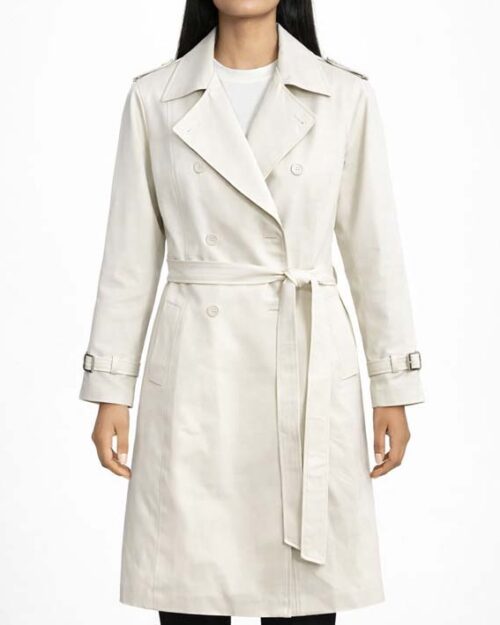 Women’s White Leather Coat