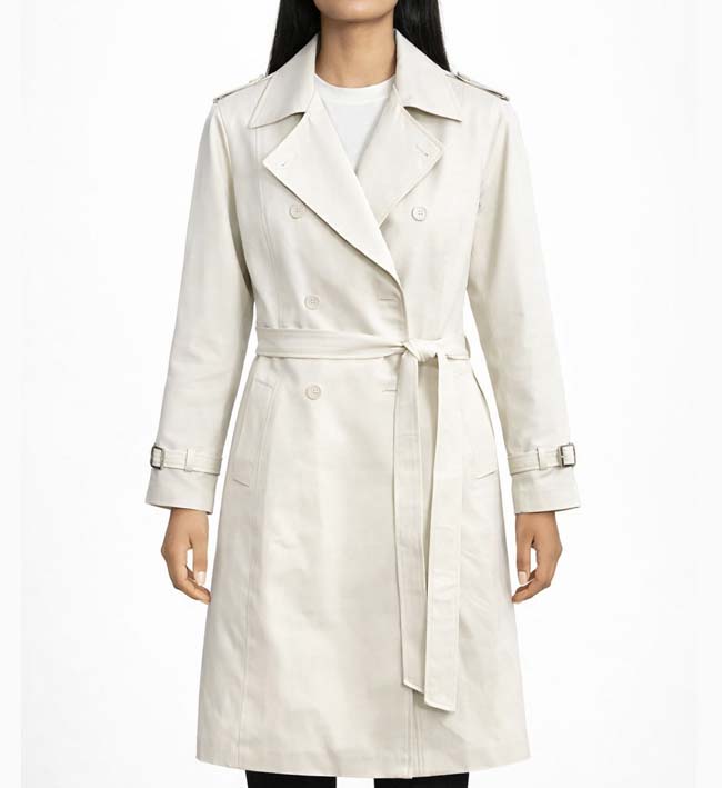 Women’s White Leather Coat