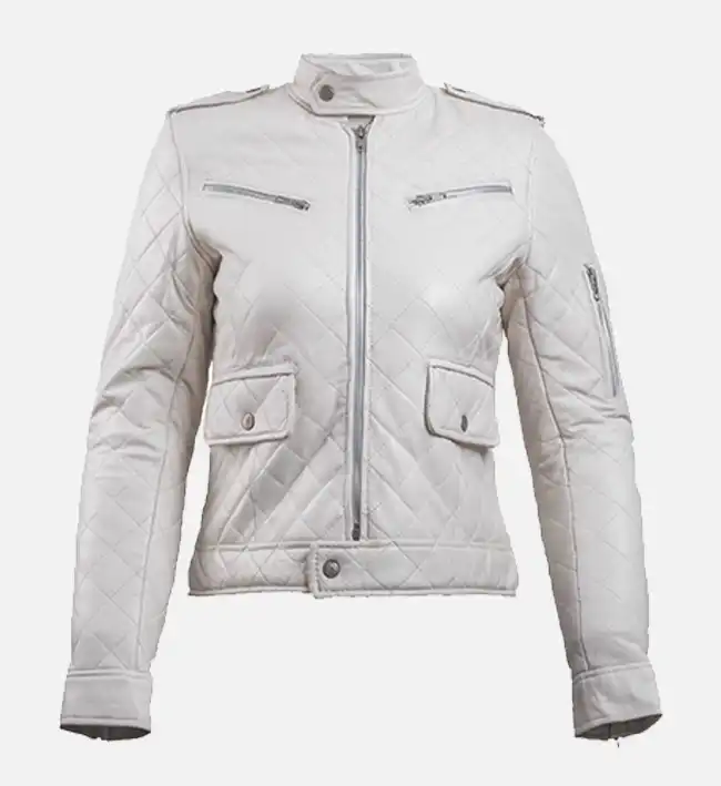 Women’s White Leather Puffer Jacket – Sleek, Stylish & Winter-Ready