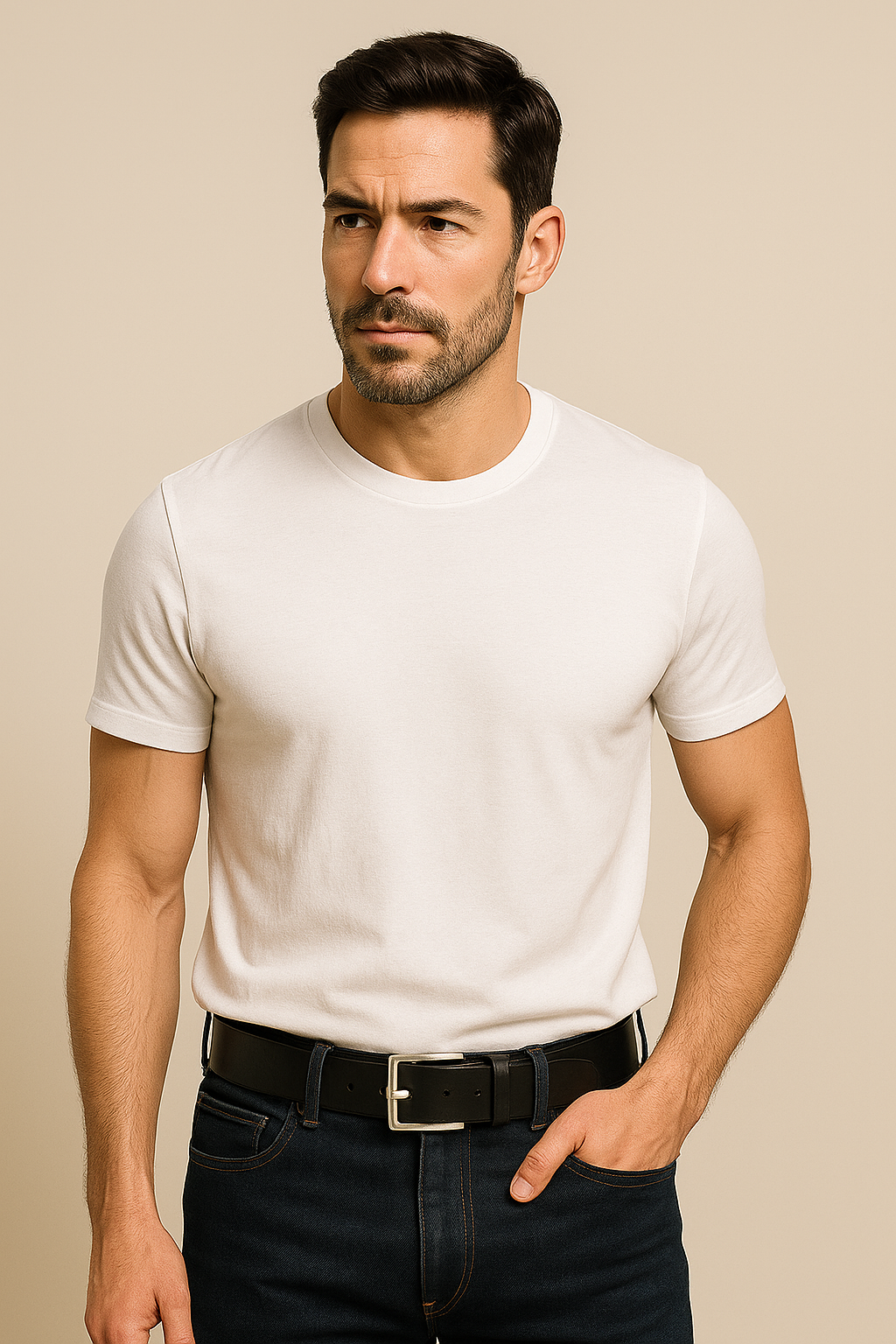 Martin – Men’s Black Calf Leather Belt with Silver Buckle